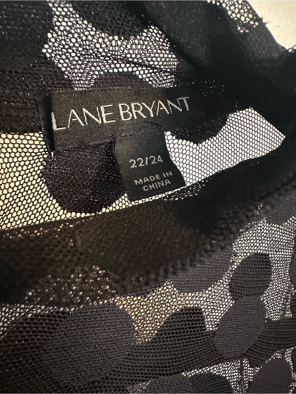 Lane Bryant Black Polka Dot Lace Top See-Through Size 22/24